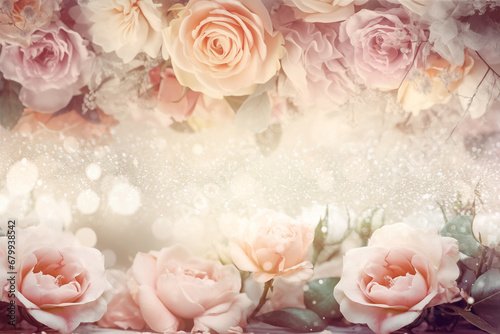 elegant vintage rose floral background with copy space for greeting cards, wedding invitations, birthdays, and valentines