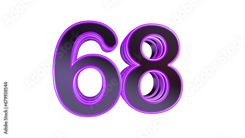 Purple glossy 3d number 68