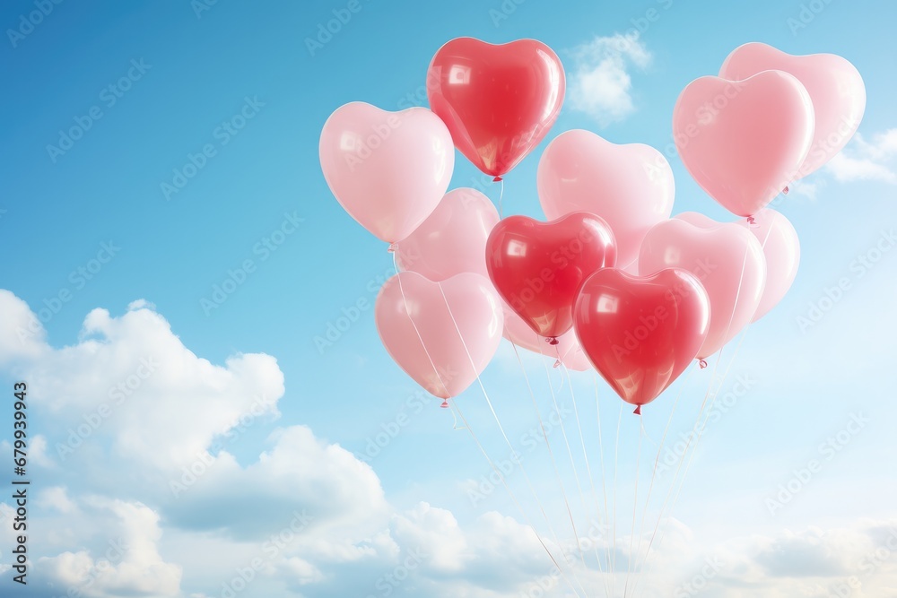 heart balloons flying to the sky sunny