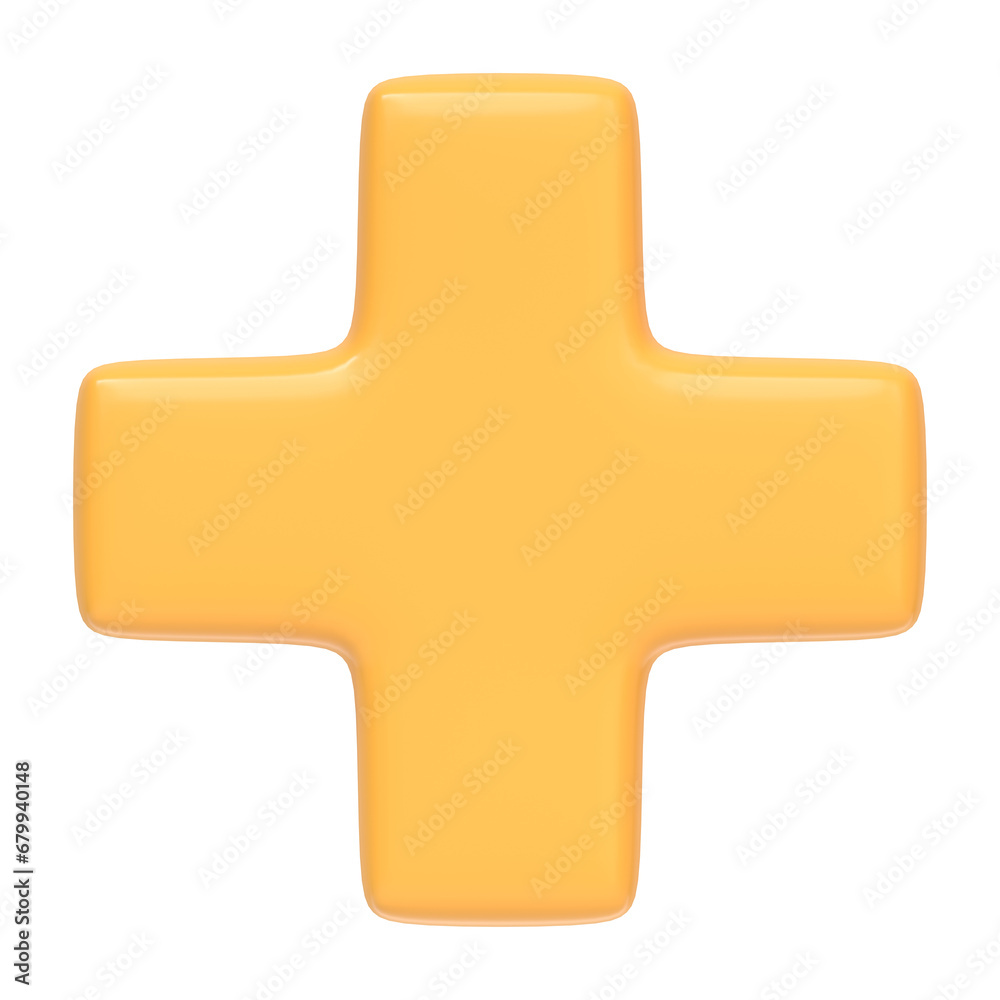 Yellow plus sign isolated on white background. 3D icon, sign and symbol. Cartoon minimal style. Front view. 3D Render Illustration Yellow plus sign isolated on white background. 3D icon, sign and symbol. Cartoon minimal style. Front view. 3D Render Illustration