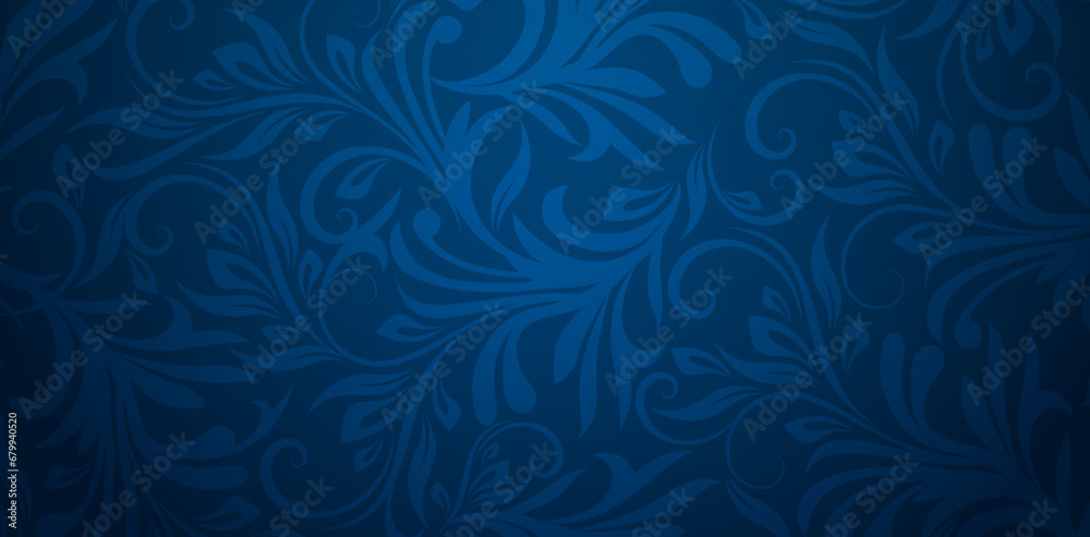 vector illustration blue background with floral motif abstract patterns for Presentations marketing, decks, ads, books covers, Digital interfaces, print design templates material, wedding invitations