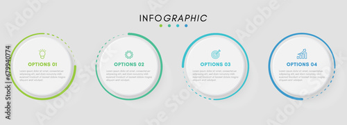 Business infographic design template with 4 options or steps. 