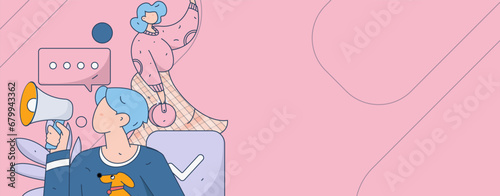 Notification announcement vector creative flat hand drawn illustration
