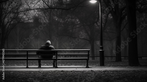 person sitting on bench photo