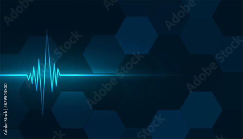 modern hexagon pattern geometric backdrop with shiny cardio line