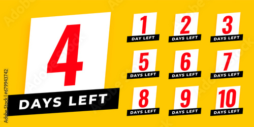 flat announcement days left yellow template for business promo