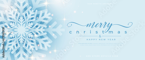 merry christmas winter season banner with snowflake design