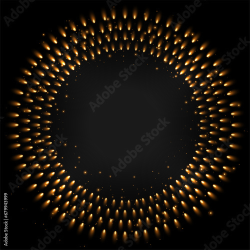 eye catching beautiful blank frame dark background with golden light effect