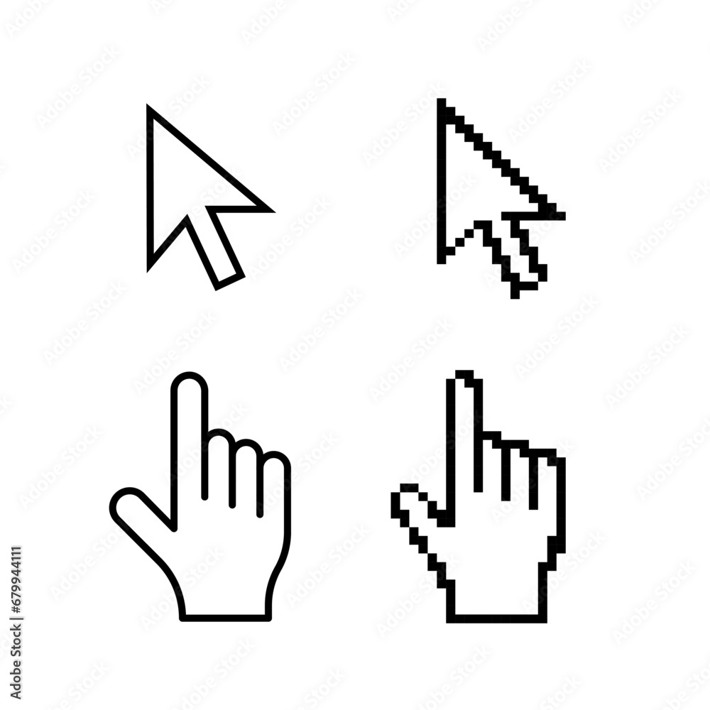 collection of computer pointer and cursor sign in flat style
