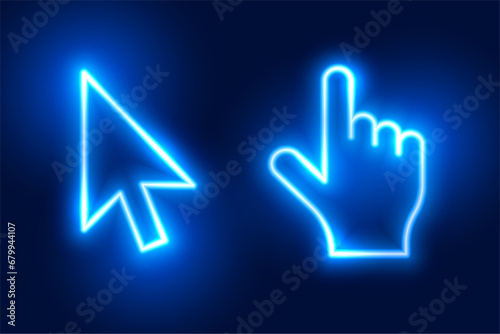 neon style computer cursor and arrow design photo