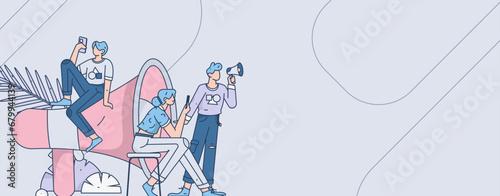 Notification announcement vector creative flat hand drawn illustration
