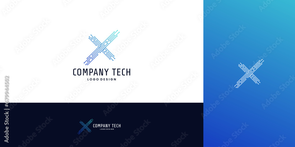 letter X modern for tech logo design. vector illustrator. connected dots logo.