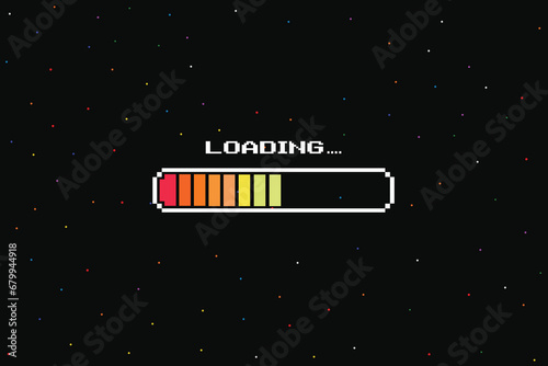 LOADING .pixel art .8 bit game. retro game. for game assets in vector illustrations. 