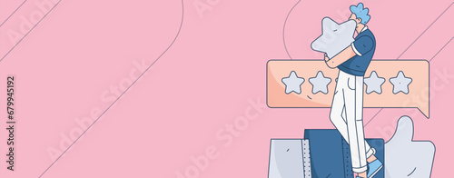 Virtual characters social communication concept business flat vector hand drawn illustration

