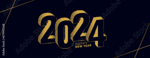 particle style 2024 new year greeting poster design