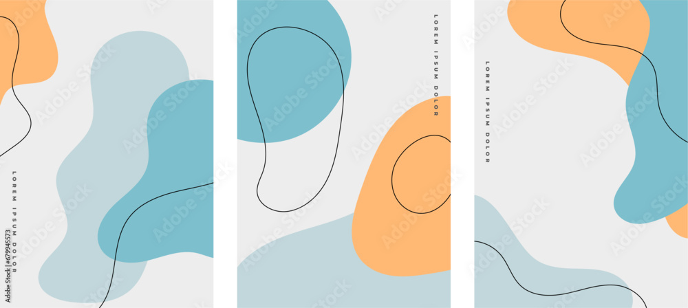 collection of minimal fluid shape banner in japanese style