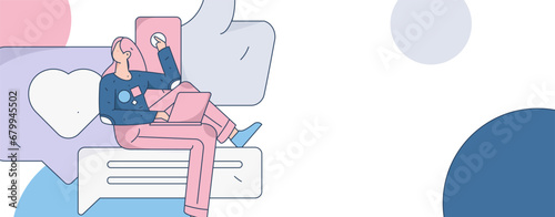Virtual characters social communication concept business flat vector hand drawn illustration
