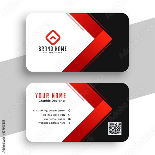 Professional black and red elegant business card template