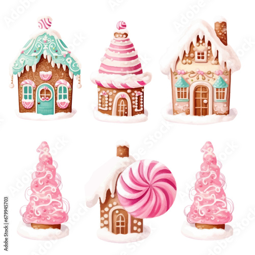 gingerbread home clipart for decorative painting collection-1