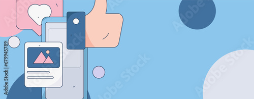 Virtual characters social communication concept business flat vector hand drawn illustration
