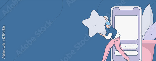Virtual characters social communication concept business flat vector hand drawn illustration
