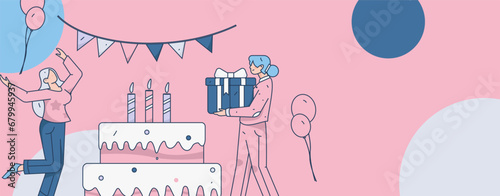 Virtual characters social communication concept business flat vector hand drawn illustration
