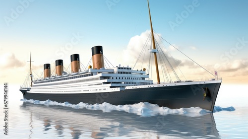 Fotografie, Tablou RMS Titanic isolated on white background. 3D Rendering