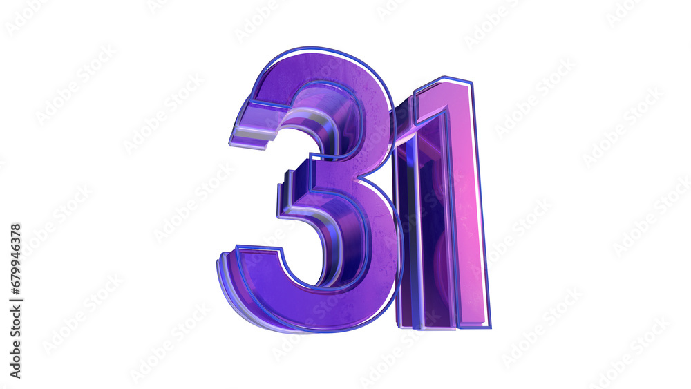 Fototapeta premium Creative purple 3d number 31