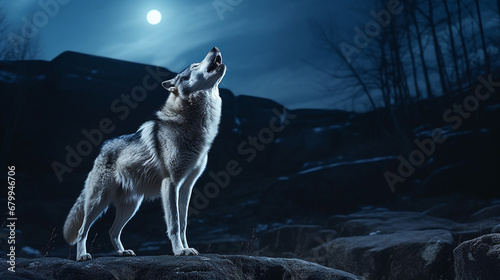 wolf in the night HD 8K wallpaper Stock Photographic Image 