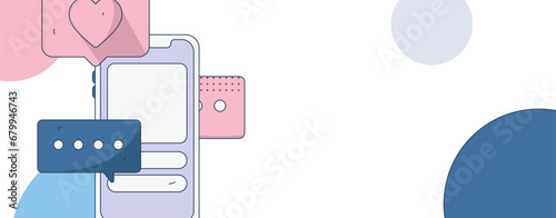 Virtual characters social communication concept business flat vector hand drawn illustration
