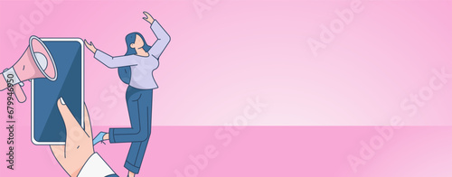 Virtual characters social communication concept business flat vector hand drawn illustration
