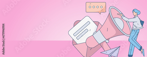 Virtual characters social communication concept business flat vector hand drawn illustration
