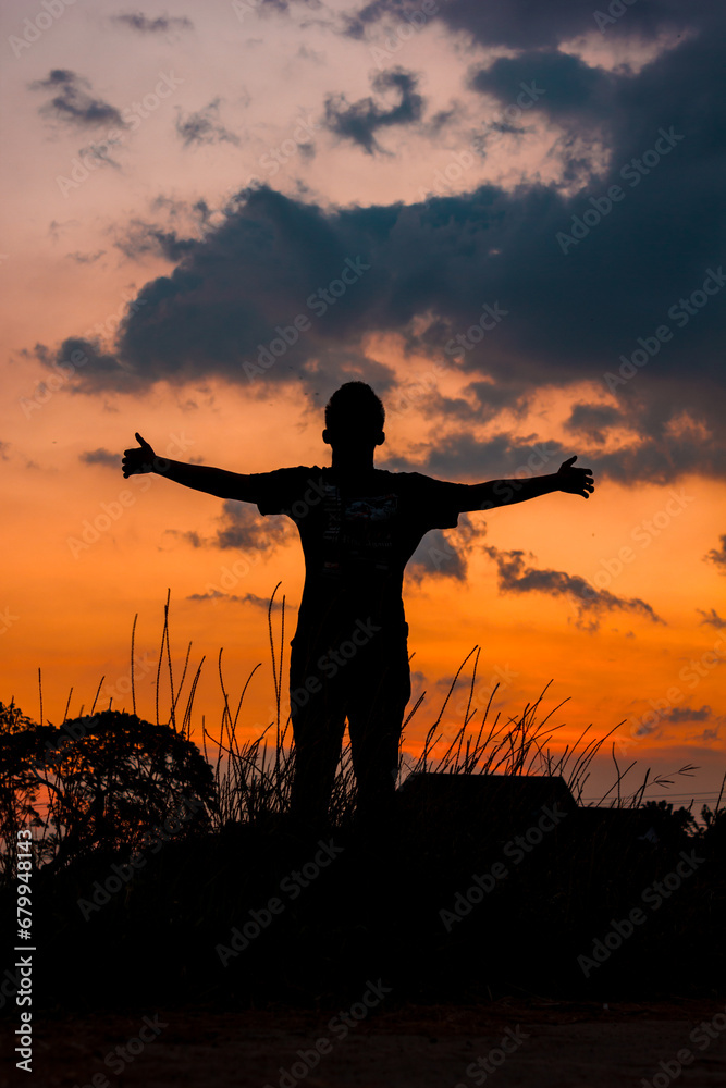 silhouette of a person in sunset silhouette of a person in sunset