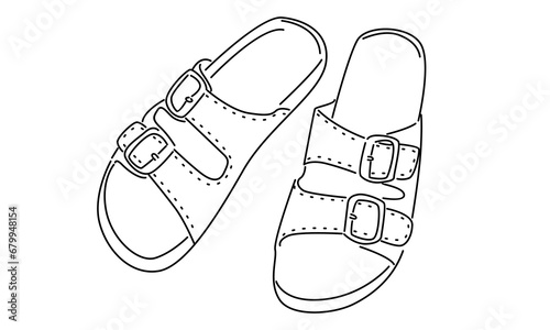 line art of summer sandals vector illustration