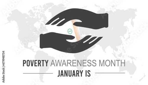 Vector illustration on the theme of Poverty Awareness Month observed each year during January.banner, Holiday, poster, card and background design.