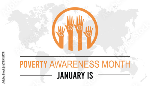 Vector illustration on the theme of Poverty Awareness Month observed each year during January.banner, Holiday, poster, card and background design.