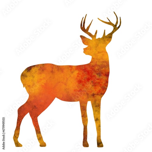 Abstract watercolour silhouette of reindeer 