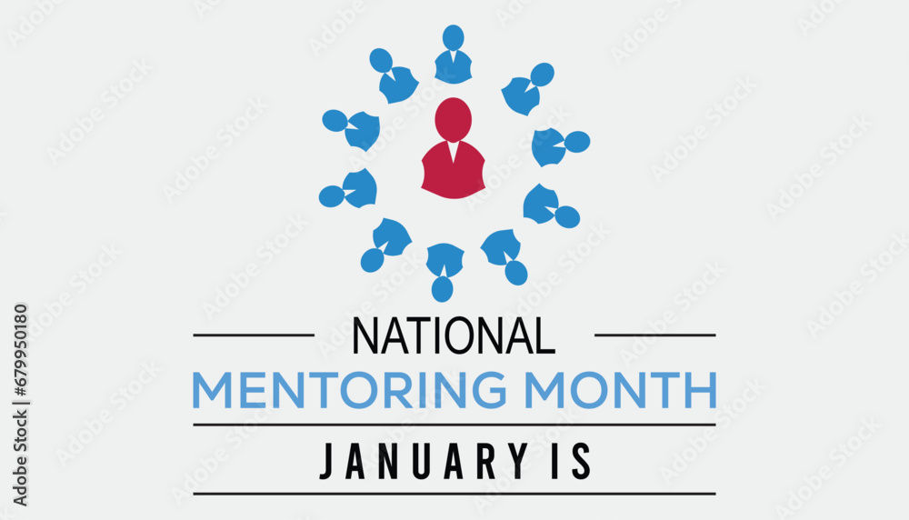 Vector illustration on the theme of National Mentoring month observed each year during January.banner, Holiday, poster, card and background design. Vector illustration on the theme of National Mentoring month observed each year during January.banner, Holiday, poster, card and background design.
