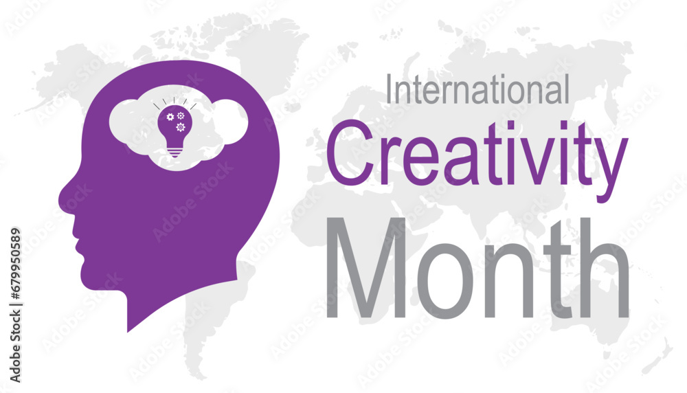 Vector illustration on the theme of International Creativity Month observed each year during January.banner, Holiday, poster, card and background design.