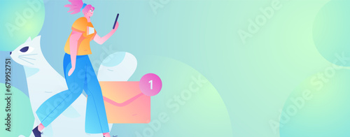 Virtual characters social communication concept business flat vector hand drawn illustration
