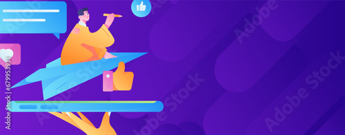 Virtual characters social communication concept business flat vector hand drawn illustration
