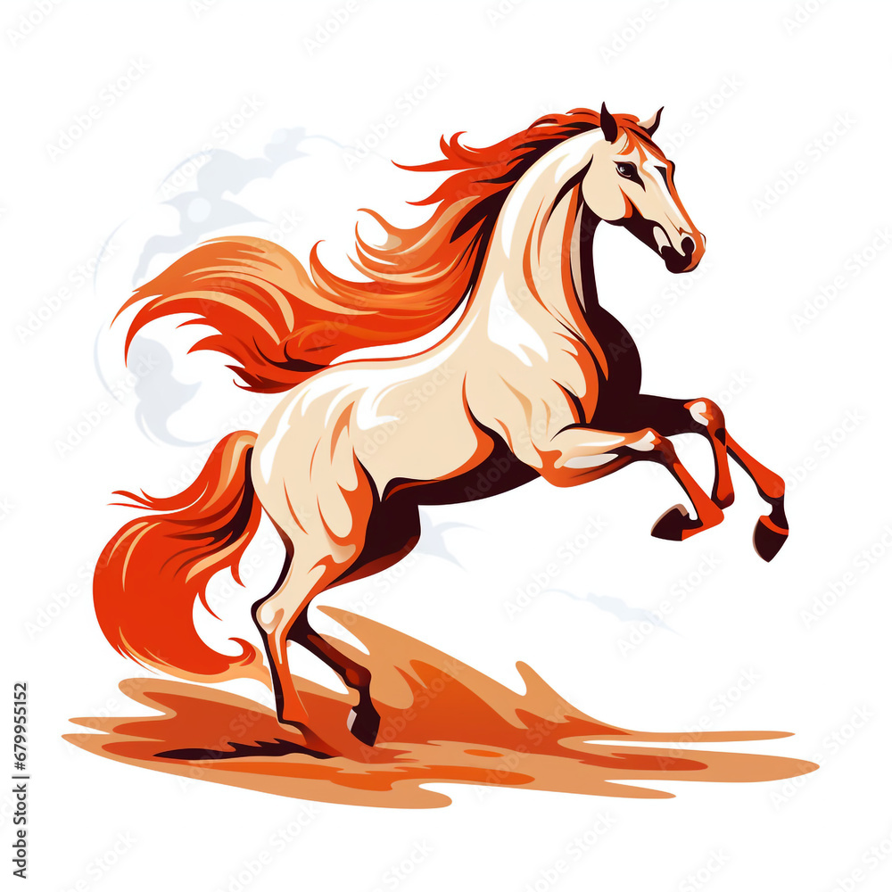 Obraz premium Ai Generated amazing art running horse isolated on white