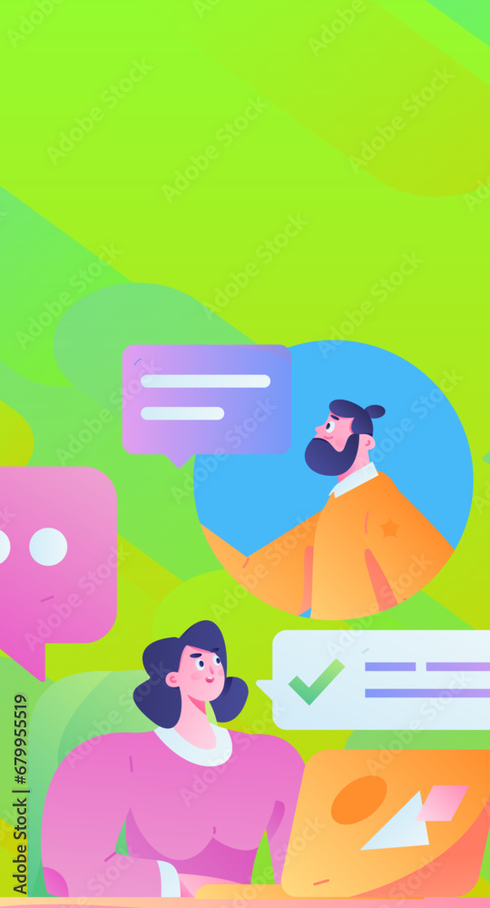 Virtual characters social communication concept business flat vector hand drawn illustration
Virtual characters social communication concept business flat vector hand drawn illustration