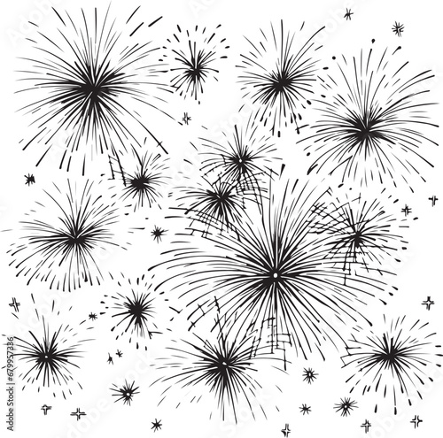 set of firework vector firework with stars and sparkles isolated on white background