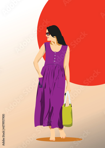 Fashion girl silhouette. 3d vector illustration