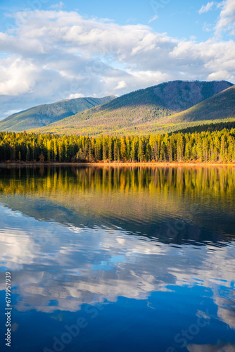 Scenic Sunset Over Mountain Lake photo