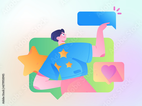 Virtual characters social communication concept business flat vector hand drawn illustration
