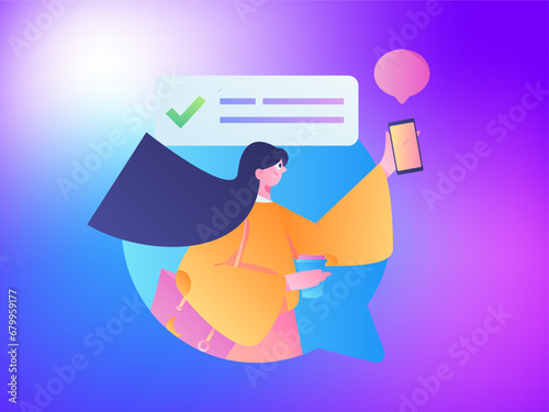 Virtual characters social communication concept business flat vector hand drawn illustration
