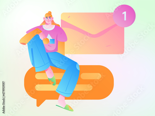 Virtual characters social communication concept business flat vector hand drawn illustration
