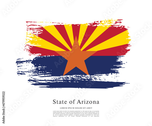 Flag of Arizona state, brush stroke background
